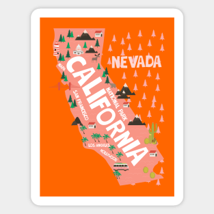 California illustrated map Sticker